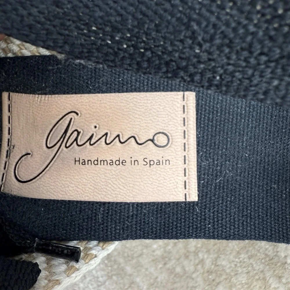 Gaino Black Ankle Tie Wedge Shoes Women's Size 40 (US 10) Made In Spain EUC